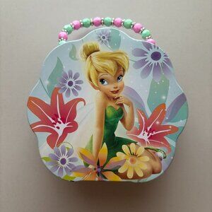 Disney Fairies Tinkerbell Flower Shaped Metal Carryall Tote w/Beaded Handle